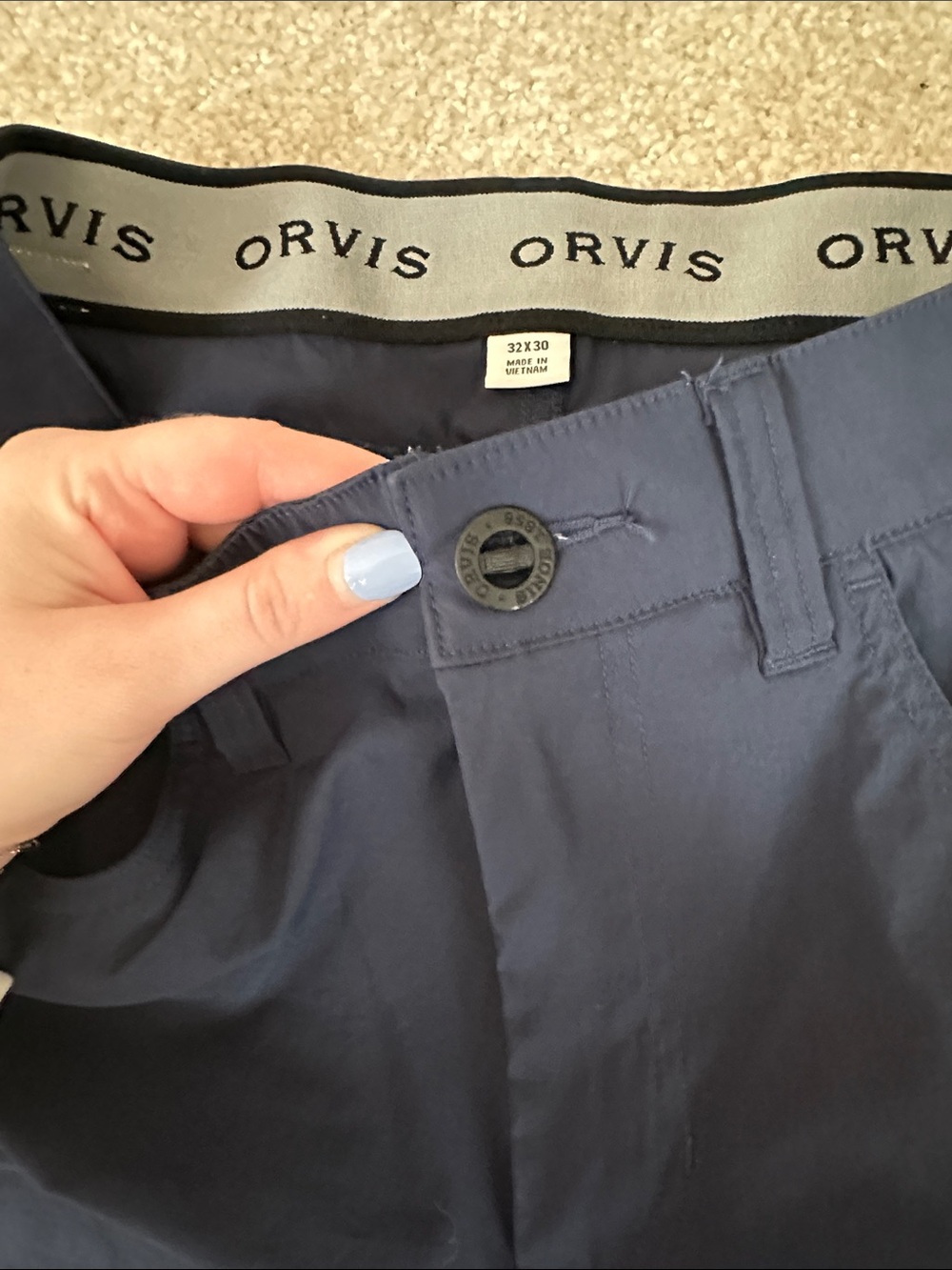 Men's Navy Stretch Casual Pants- Orvis - Picture 3 of 9